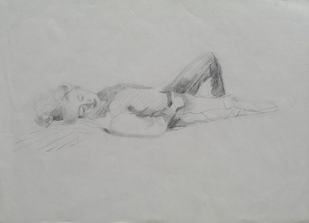 Girl Lying Down, Drawing